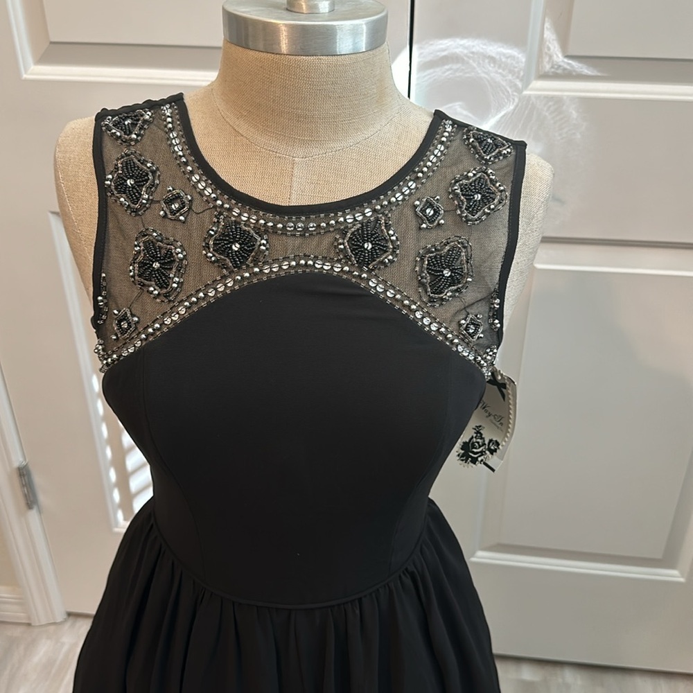 WAY IN CLOTHING BLACK EMBELLISHED DRESS SZ 5 PROM PARTY HOLIDAY PICTURES - Picture 2 of 12